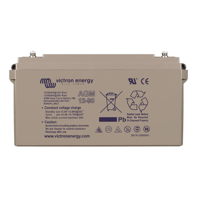 Victron Energy 12V/90Ah AGM Deep Cycle Battery (BAT412800085) (M6)-Powerland