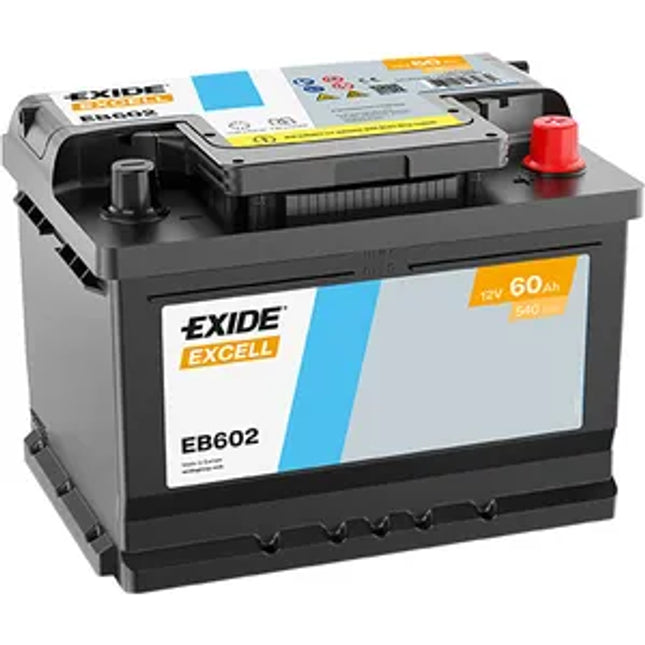 075SE EXIDE EXCELL CAR BATTERY EB602 12V 60AH CCA (EN) 540A - Powerland.co.uk