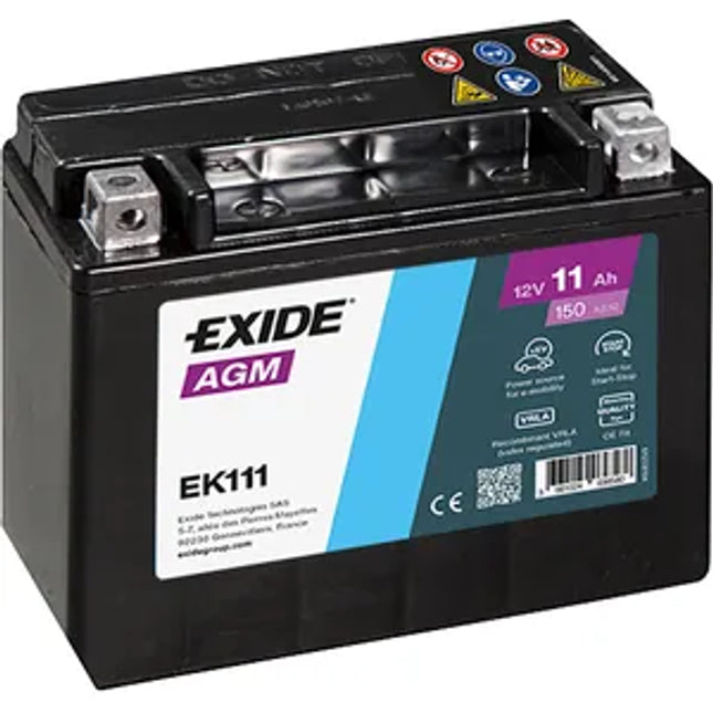 EXIDE EK111 AGM AUXILIARY CAR BATTERY - Powerland.co.uk