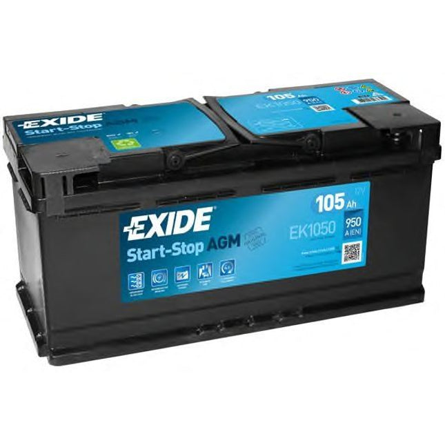 EXIDE 020 AGM CAR BATTERY 12V 105AH EK1050 CCA (EN) 760-Powerland