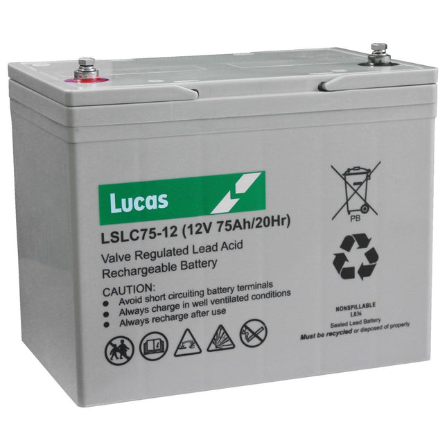 LSLC75-12 LUCAS SEALED LEAD ACID BATTERY 75AH-Powerland