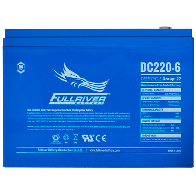 DC220-6 FULL THROTTLE HIGH PERFORMANCE 220AH TPPL AGM BATTERY-Powerland