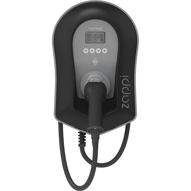 MYENERGI ZAPPI-2H07TB-G ZAPPI V2.1 - 7KW SINGLE PHASE, TETHERED, BLACK - Powerland.co.uk