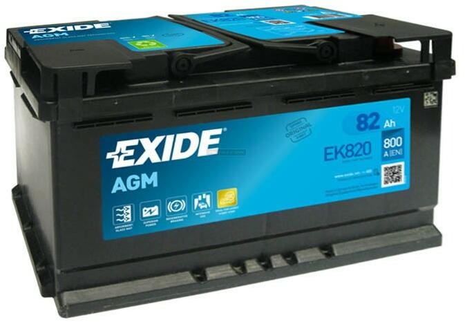 Exide Ek820 Start-Stop Agm 82Ah 800A Type 110 12V Car Battery