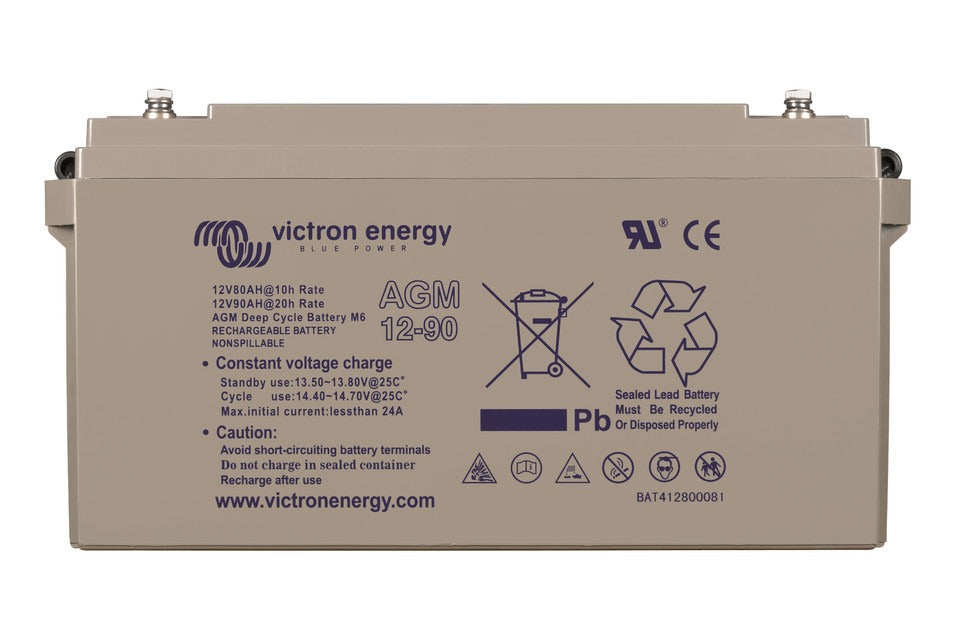 Victron Energy 12V/90Ah AGM Deep Cycle Battery (BAT412800085) (M6)-Powerland
