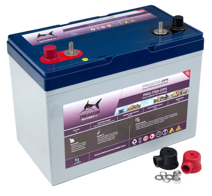 Predator Batteries 12v 115Ah DPX Dual Purpose Battery – 4 Year Guarantee – Dual Terminal Starting & Deep Cycle Battery - Powerland.co.uk