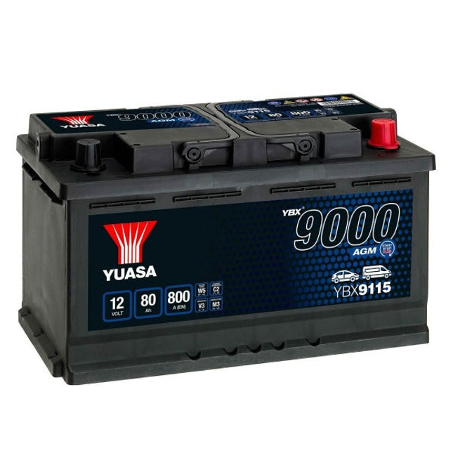 YBX9115 YUASA AGM START STOP CAR BATTERY 12V 80AH 800A 115-Powerland