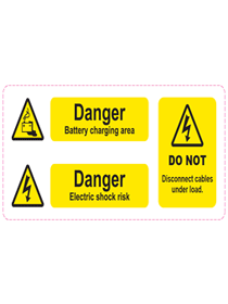 Battery Hazard label Li-ion ( 230mm * 90mm ) - Powerland Renewable Energy