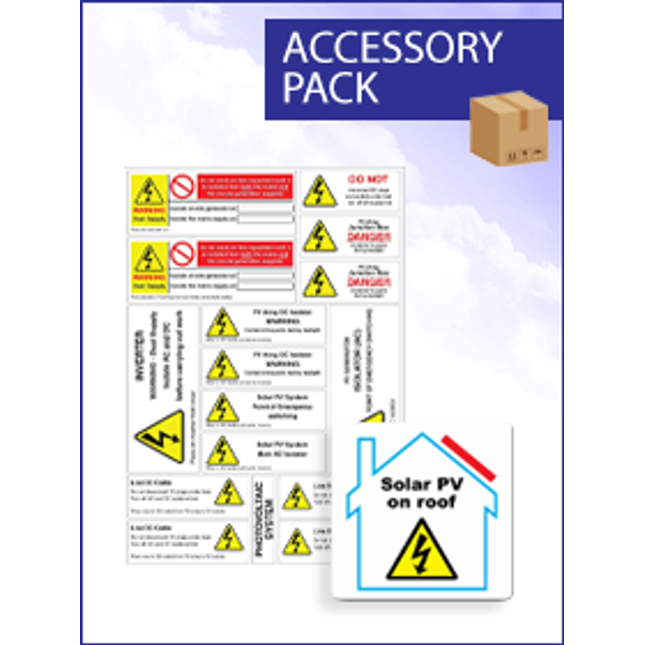 PV on Roof and Hazard Labels Pack - Powerland Renewable Energy