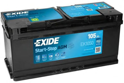 EXIDE 020 AGM CAR BATTERY 12V 105AH EK1050 CCA (EN) 760-Powerland