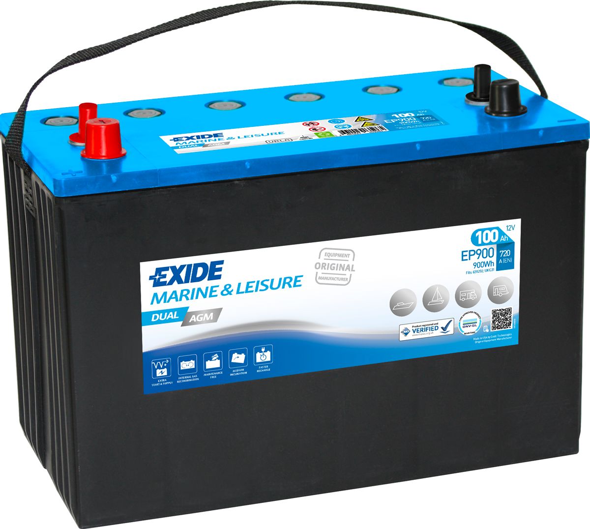 EXIDE EP900 DUAL AGM LEISURE MARINE BATTERY 100AH-Powerland