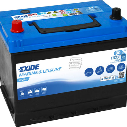 EXIDE ER350 DUAL LEISURE BATTERY 80AH (PORTA POWER PP75)-Powerland