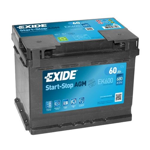 EXIDE 027 AGM CAR BATTERY 60AH EK600 CCA (EN) 680-Powerland