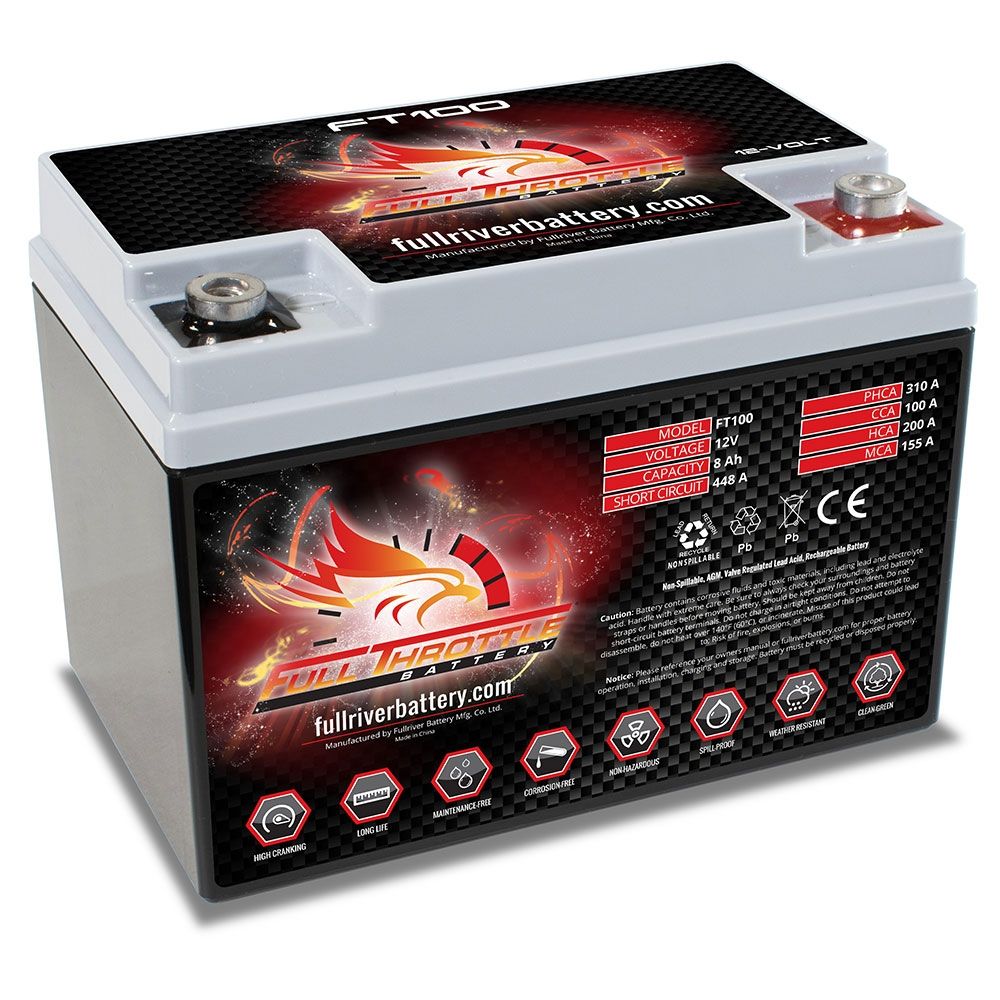 FT100 FULL THROTTLE HIGH PERFORMANCE 8AH TPPL AGM BATTERY (PC310)-Powerland