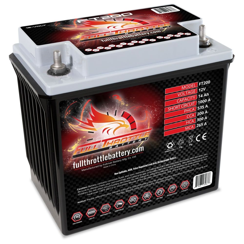 FT200 FULL THROTTLE HIGH PERFORMANCE 14AH TPPL AGM BATTERY-Powerland