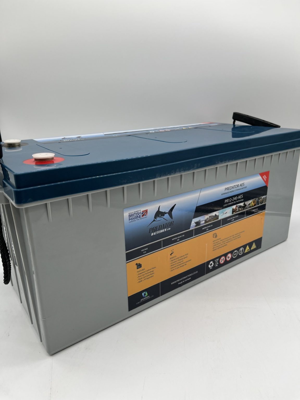 Predator Batteries 12v 240Ah AES Carbon Gel Ultra Deep Cycle Battery – 4 Year Guarantee - Powerland.co.uk