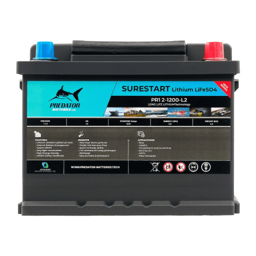 Predator Batteries 40Ah 1200CCA Lithium Sure Start Battery – 3 Year Guarantee - Powerland.co.uk