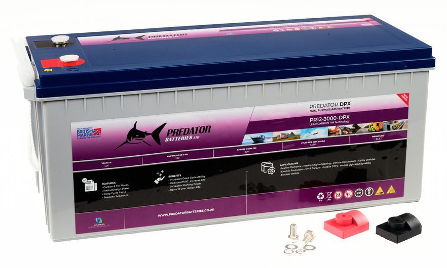 Predator Batteries 12v 220Ah DPX Dual Purpose Battery – 4 Year Guarantee – Dual Terminal Leisure Battery - Powerland.co.uk