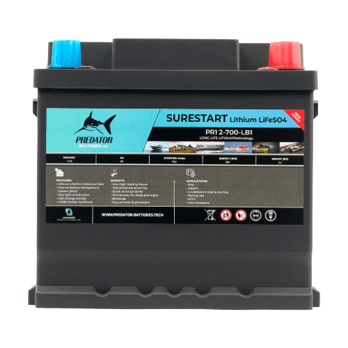 Predator Batteries 20Ah 700CCA Lithium Sure Start Battery – 3 Year Guarantee - Powerland.co.uk