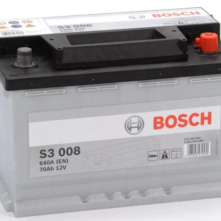 S3 008 BOSCH CAR BATTERY 12V 70AH (CCA 640 amps) Type 096 S3008-Powerland