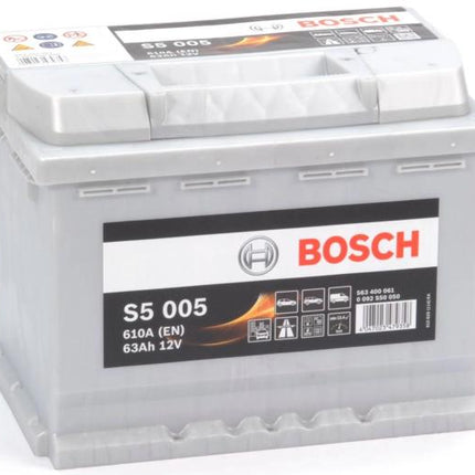 S5 005 BOSCH CAR BATTERY 12V 63AH (CCA 610amps) Type 027 S5005-Powerland