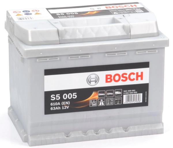 S5 005 BOSCH CAR BATTERY 12V 63AH (CCA 610amps) Type 027 S5005-Powerland