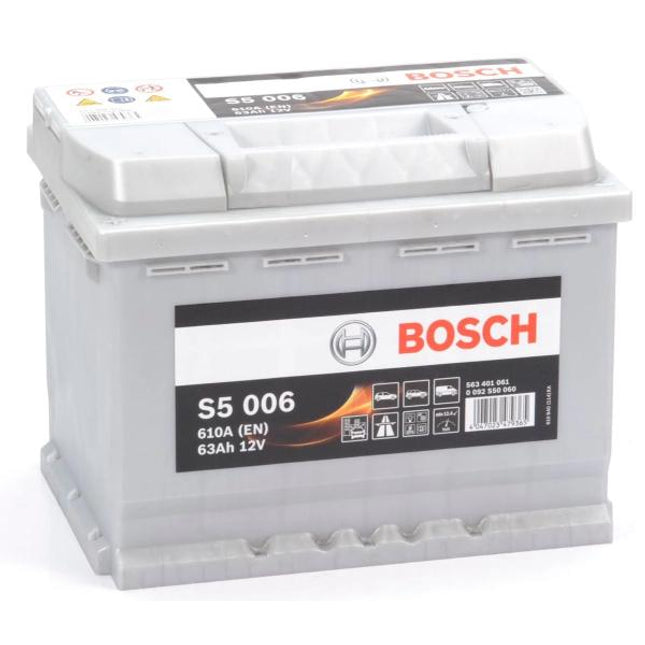 S5 006 BOSCH CAR BATTERY 12V 63AH (CCA 610amps) Type 078 S5006-Powerland