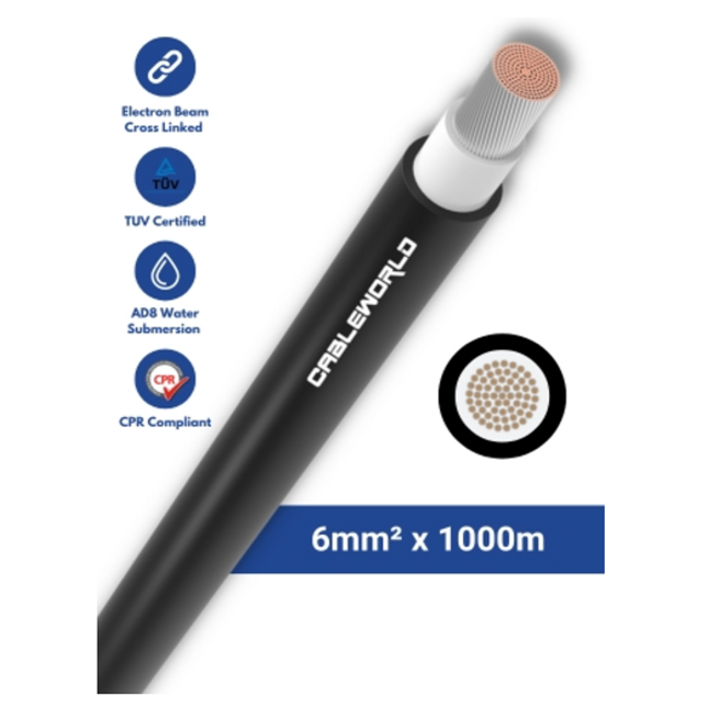 Elettro Brescia 6mm2 single-core DC cable 1000m - Black