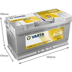 LA95 VARTA DUAL PURPOSE AGM LEISURE BATTERY 12V 95Ah CCA(EN) 850A 840 095 085 - Powerland.co.uk