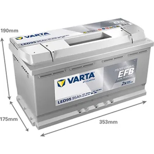 LED95 VARTA PROFESSIONAL DUAL PURPOSE EFB LEISURE BATTERY 95AH (LFD90) (930095085) - Powerland.co.uk