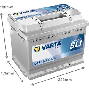 D15 VARTA SILVER DYNAMIC CAR BATTERY 63AH (563 400 061) (027) - Powerland.co.uk