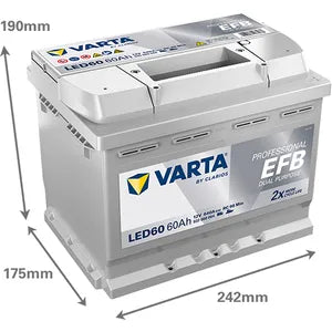 LED60 VARTA PROFESSIONAL DUAL PURPOSE EFB LEISURE BATTERY 60AH (930060068) - Powerland.co.uk