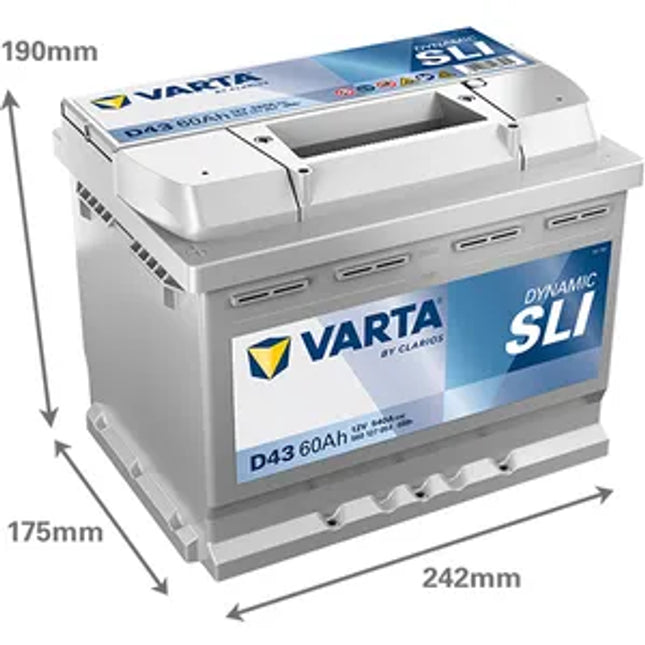 D43 VARTA BLUE DYNAMIC CAR BATTERY 12V 60AH (560127054) (078)