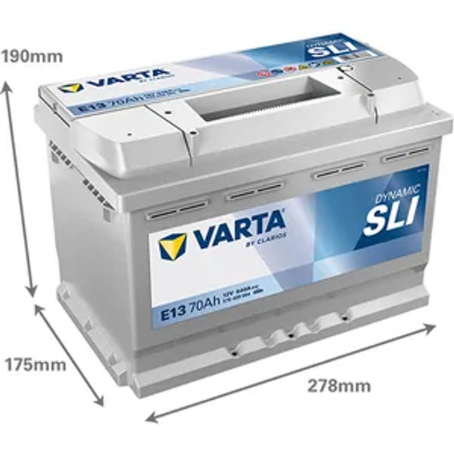 TYPE 096 VARTA CAR BATTERY 12V 70AH E13 CCA (EN) 640A (570 409 064) - Powerland.co.uk