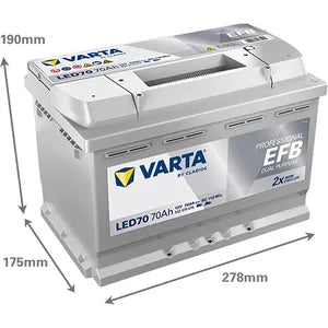 LED70 VARTA PROFESSIONAL DUAL PURPOSE EFB LEISURE BATTERY 70AH (930070076) LFD75 - Powerland.co.uk