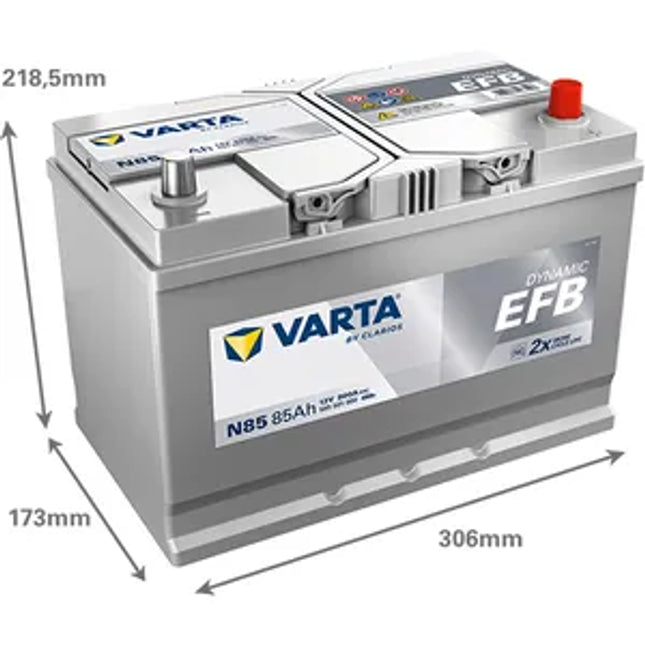 N85 Varta Dynamic EFB Start-Stop Car Battery 12V 85Ah (585501080) Type 249/335 - Powerland.co.uk
