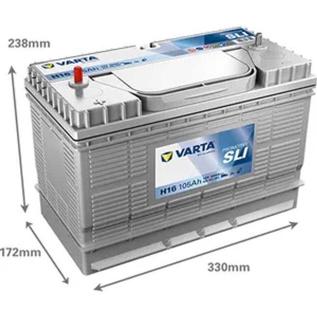 Varta H16 Trailer battery - Fits Many Ifor Williams Tipping Trailers - Powerland.co.uk
