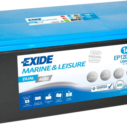 EXIDE EP1200 DUAL AGM LEISURE MARINE BATTERY-Powerland