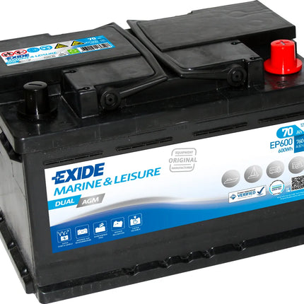 EXIDE EP600 DUAL AGM LEISURE MARINE BATTERY-Powerland