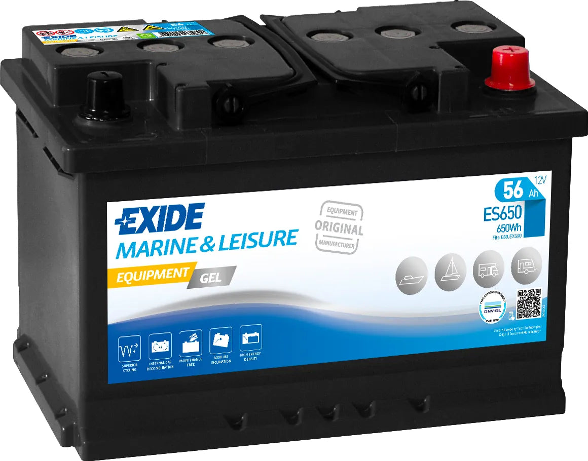 ES650 EXIDE G60 MARINE GEL LEISURE BATTERY 56AH-Powerland