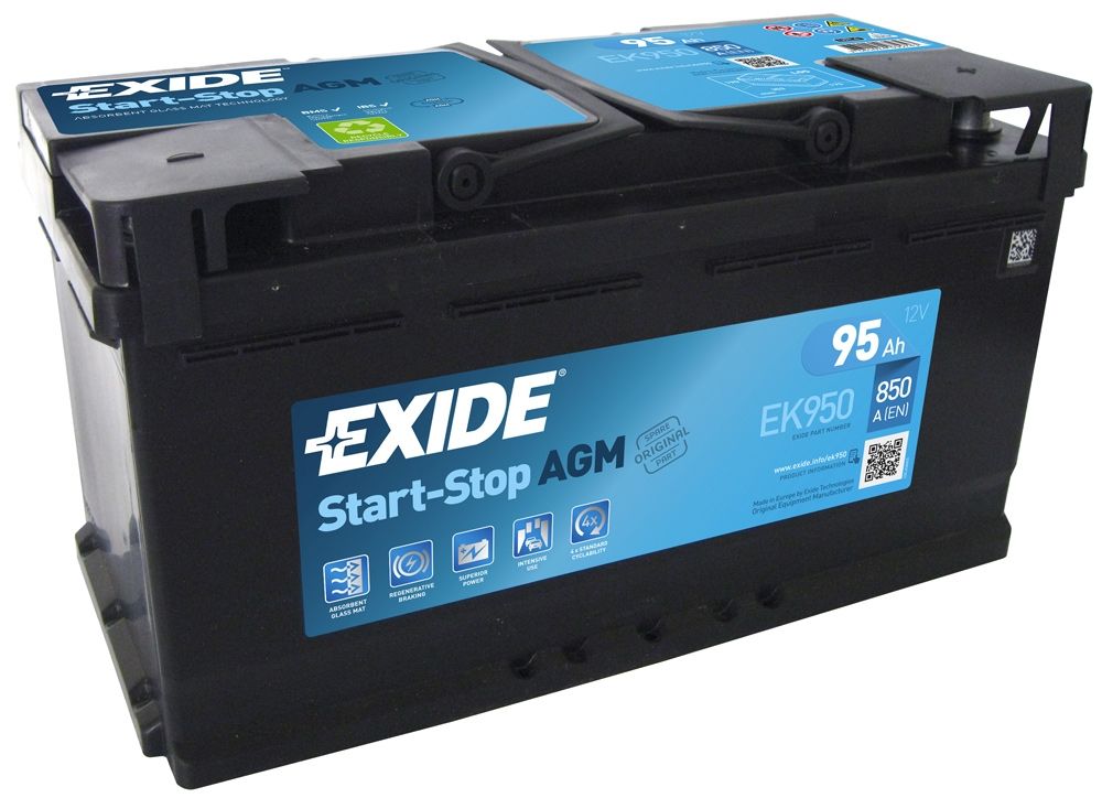 EK950 EXIDE START-STOP AGM CAR BATTERY 95AH 017AGM/019AGM CCA (EN) 850-Powerland