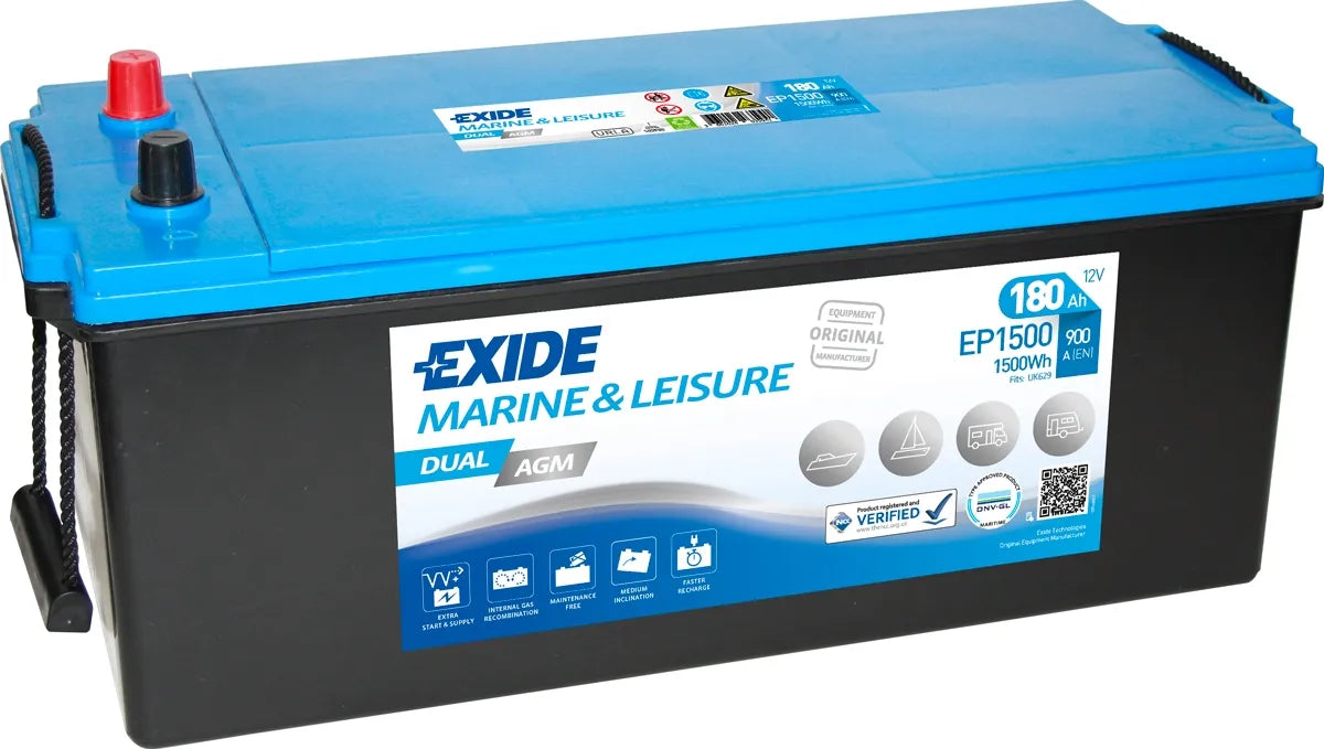 EXIDE EP1500 DUAL AGM LEISURE MARINE BATTERY-Powerland