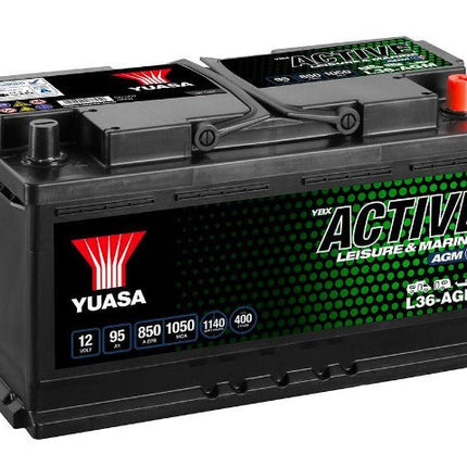 L36-AGM YUASA LEISURE BATTERY 12V 95AH CCA (EN) 850A-Powerland