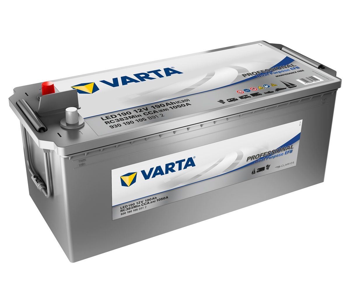 LED190 VARTA PROFESSIONAL DUAL PURPOSE EFB LEISURE BATTERY 190AH (LFD180) (930190105)-Powerland