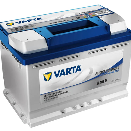 LED70 VARTA PROFESSIONAL DUAL PURPOSE EFB LEISURE BATTERY 70AH (930070076) LFD75-Powerland