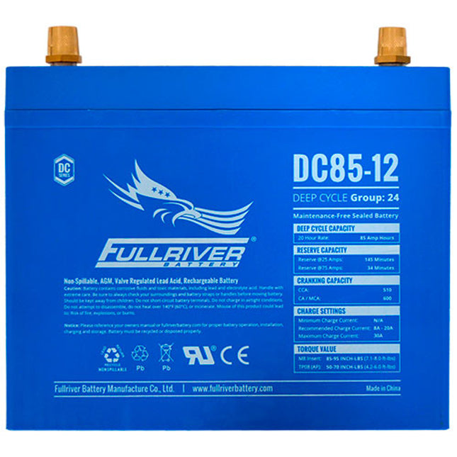 DC85-12 FULLRIVER DC SERIES DEEP CYCLE AGM LEISURE BATTERY 12V 85AH-Powerland