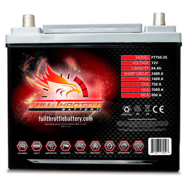 FT750-25 FULL THROTTLE HIGH PERFORMANCE 64AH TPPL AGM BATTERY-Powerland