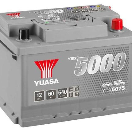 YBX5075 YUASA SILVER HIGH PERFORMANCE CAR BATTERY 12V 60AH CCA (EN) 640A-Powerland