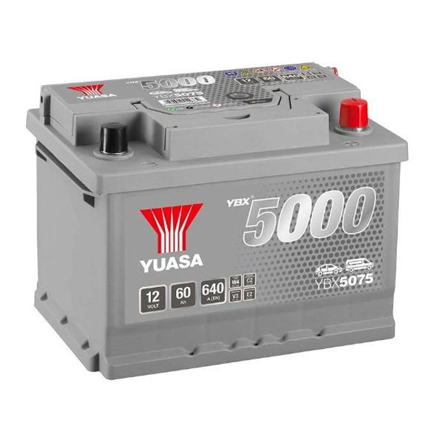 YBX5075 YUASA SILVER HIGH PERFORMANCE CAR BATTERY 12V 60AH CCA (EN) 640A-Powerland