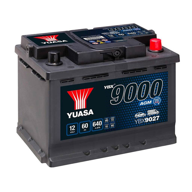 YBX9027 YUASA AGM START STOP CAR BATTERY 12V 60AH-Powerland